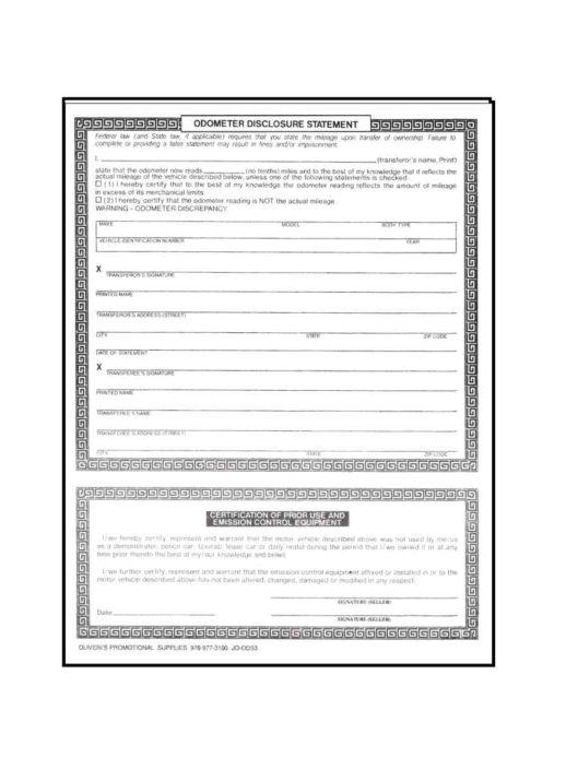 notarized odometer statement template