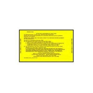 Used Car Lemon Law Sticker – 100pk – Car dealer supplies | Peabody ...
